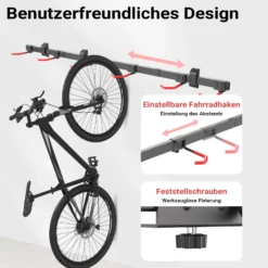 Wiltec Fahrrad Wandhalterung für 6 Fahrräder 160,4 x 18 x 10,5 cm bis 150 kg, Universal Fahrradhalterung leichte Installation, Fahrradaufhängung Stahl