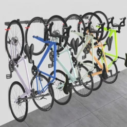 Wiltec Fahrrad Wandhalterung für 6 Fahrräder 160,4 x 18 x 10,5 cm bis 150 kg, Universal Fahrradhalterung leichte Installation, Fahrradaufhängung Stahl
