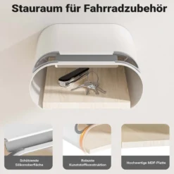 Wiltec Fahrrad Wandhalterung weiß 25,6 x 30 x 11,4 cm bis 25 kg, Fahrradhalterung universell, Fahrradaufhängung Ø 55 mm Oberrohr & 500 mm Lenkerbreite