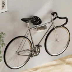 Wiltec Fahrrad Wandhalterung weiß 25,6 x 30 x 11,4 cm bis 25 kg, Fahrradhalterung universell, Fahrradaufhängung Ø 55 mm Oberrohr & 500 mm Lenkerbreite