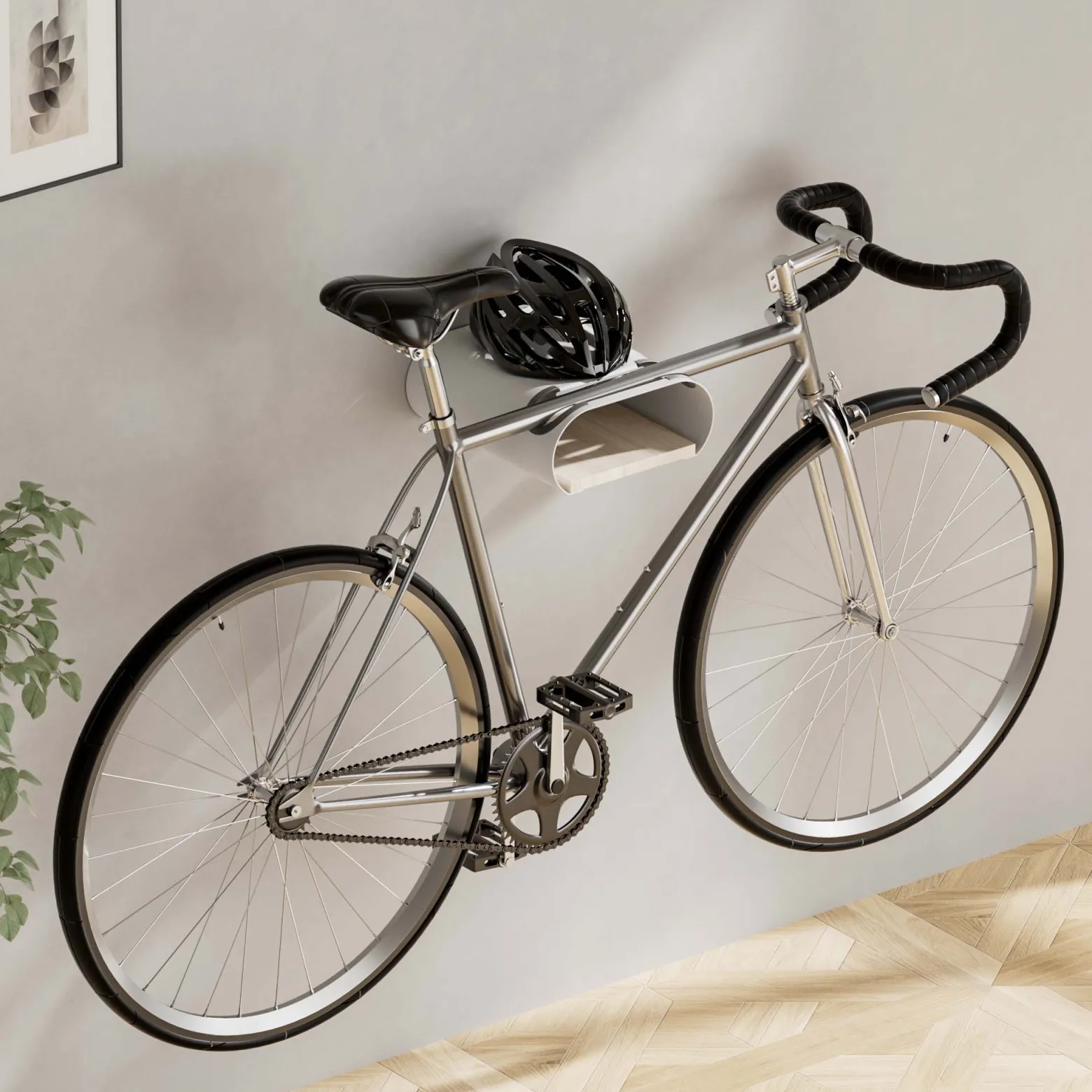 Wiltec Fahrrad Wandhalterung weiß 25,6 x 30 x 11,4 cm bis 25 kg, Fahrradhalterung universell, Fahrradaufhängung Ø 55 mm Oberrohr & 500 mm Lenkerbreite