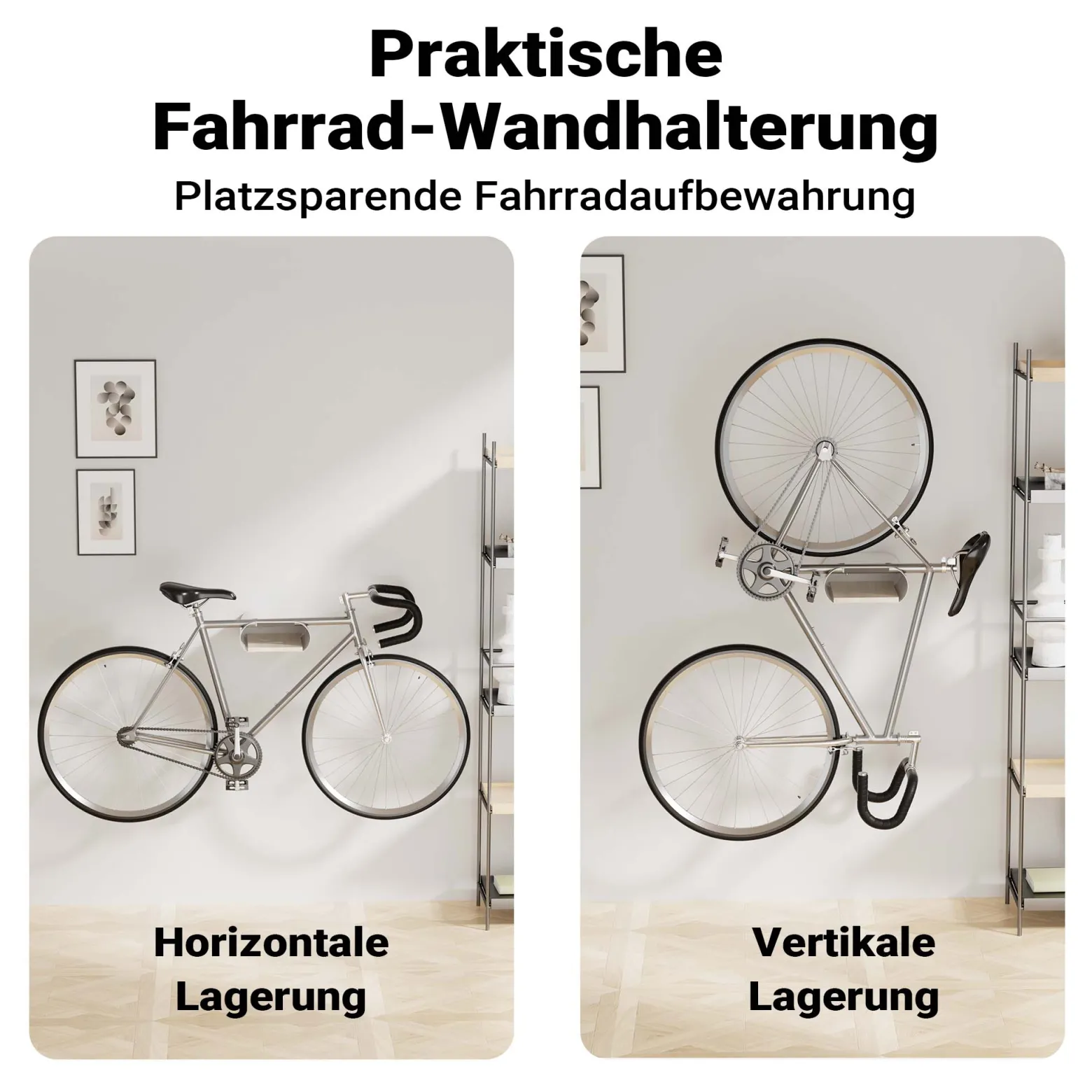 Wiltec Fahrrad Wandhalterung weiß 25,6 x 30 x 11,4 cm bis 25 kg, Fahrradhalterung universell, Fahrradaufhängung Ø 55 mm Oberrohr & 500 mm Lenkerbreite