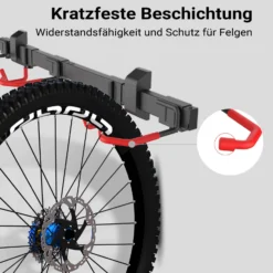 Wiltec Fahrrad Wandhalterung für 3 Fahrräder 82,4 x 18 x 13,6 cm bis 95 kg, Universal Fahrradhalterung leichte Installation, Fahrradaufhängung Stahl