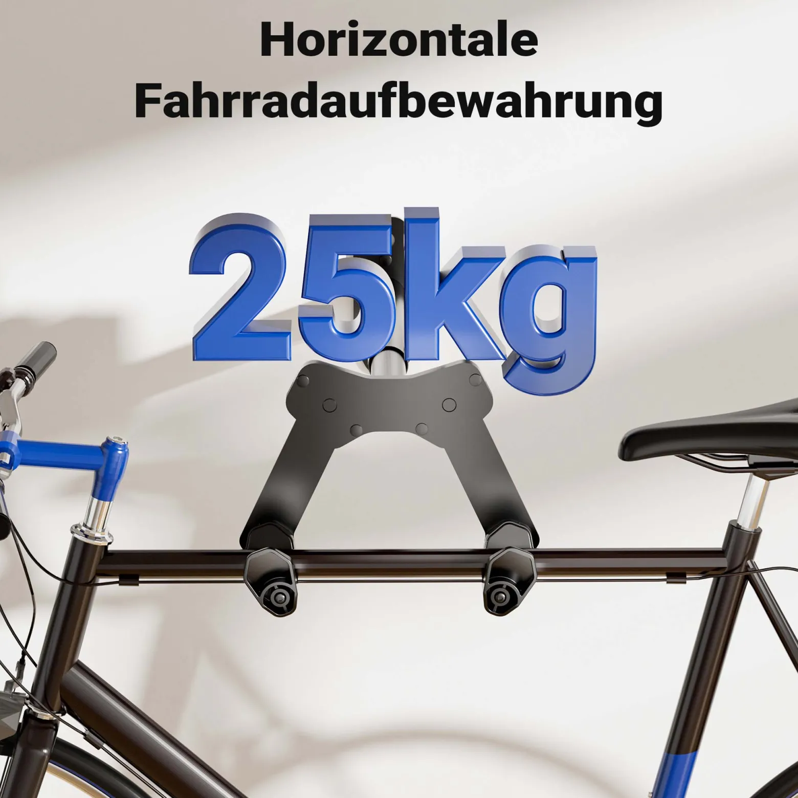 Wiltec Fahrrad Wandhalterung 39,8 x 16,7 x 32,6-42,6 cm bis 25 kg, Fahrradhalterung universell, Fahrradaufhängung Ø 55 mm Oberrohr & 45° Winkelverstellung