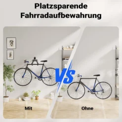 Wiltec Fahrrad Wandhalterung 39,8 x 16,7 x 32,6-42,6 cm bis 25 kg, Fahrradhalterung universell, Fahrradaufhängung Ø 55 mm Oberrohr & 45° Winkelverstellung