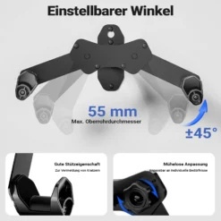 Wiltec Fahrrad Wandhalterung 39,8 x 16,7 x 32,6-42,6 cm bis 25 kg, Fahrradhalterung universell, Fahrradaufhängung Ø 55 mm Oberrohr & 45° Winkelverstellung