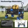 Wiltec Faltbarer Bollerwagen mit breiten Rädern, Faltbollerwagen Offroad geeignet, Strandbollerwagen mit Handgriff, stabiler Klappbollerwagen