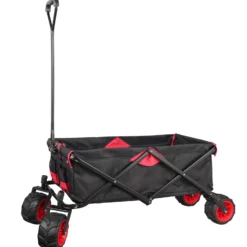 Wiltec Faltbarer Bollerwagen mit Kunststoffrädern, Faltbollerwagen für 80 kg max. Ladegewicht, Klappbollerwagen für den Garten oder Ausflüge