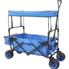 Wiltec Faltbarer Bollerwagen mit Sonnendach, Faltbollerwagen für max. 70 kg, Klappbollerwagen mit großer Ladefläche und Taschen, offroad geeignet