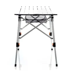 Wiltec Faltbarer Campingtisch 90x53 cm höhenverstellbar Klapptisch aus Aluminium max. 30kg mit aufrollbarer Tischplatte Camping Rolltisch Falttisch Garten Balkon Outdoor Tisch Tisch faltbar
