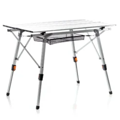 Wiltec Faltbarer Campingtisch 90x53 cm höhenverstellbar Klapptisch aus Aluminium max. 30kg mit aufrollbarer Tischplatte Camping Rolltisch Falttisch Garten Balkon Outdoor Tisch Tisch faltbar