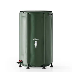 Wiltec Faltbare Regentonne 250 l mit Deckel, Regenfass aus 620 g/m² PVC, Regenwassertank mit Wasserhahn, Wasserspeicher Garten mit Schlauchanschluss