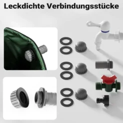 Wiltec Faltbare Regentonne 250 l mit Deckel, Regenfass aus 620 g/m² PVC, Regenwassertank mit Wasserhahn, Wasserspeicher Garten mit Schlauchanschluss