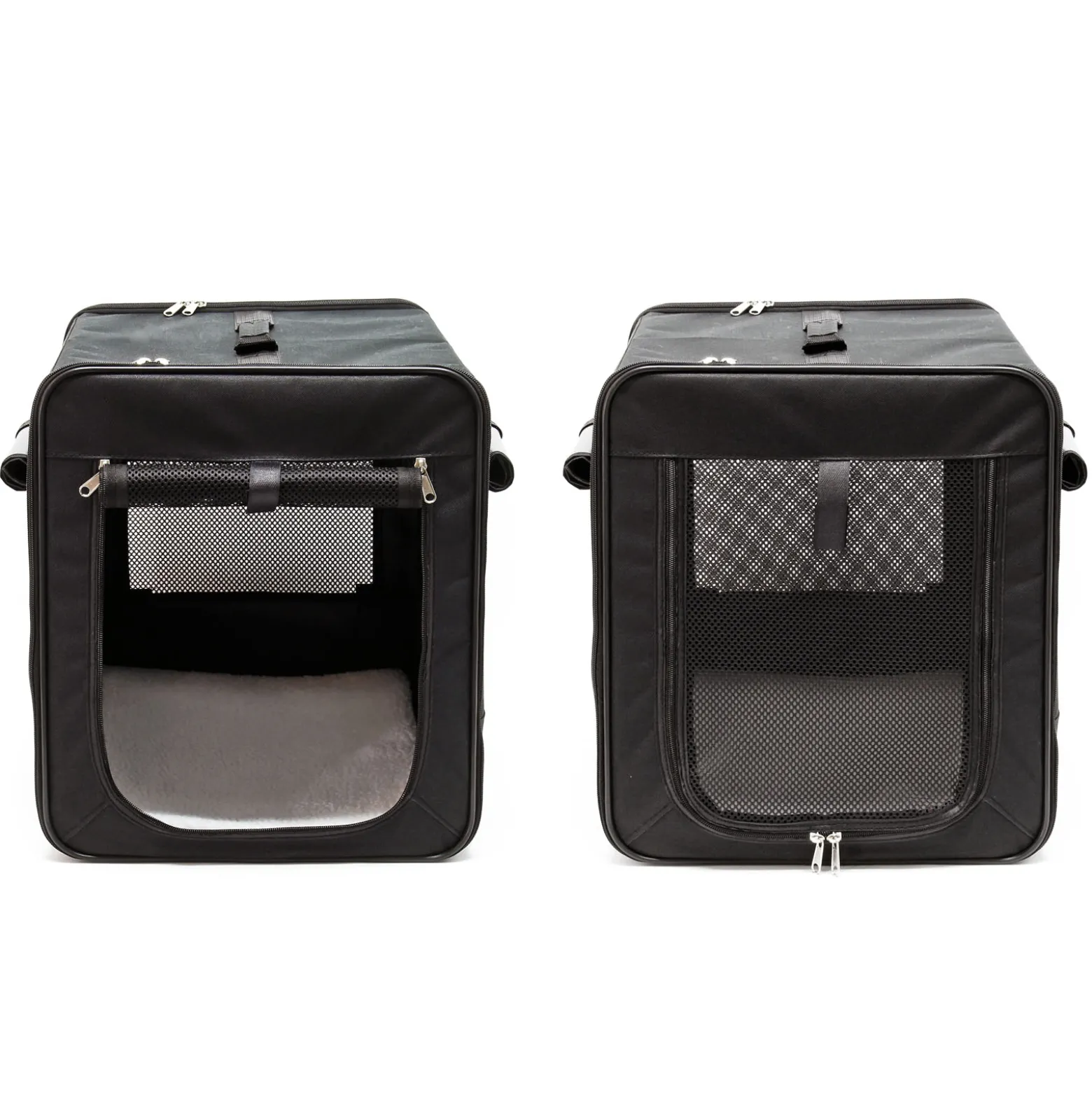 Wiltec Faltbare Transportbox für Hunde, Katzen XXL (106x71x81cm), robust, leicht, sicher, Hundebox mit entnehmbarem Kissen, Schwarz