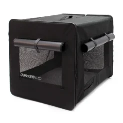 Wiltec Faltbare Transportbox für Hunde, Katzen XXL (106x71x81cm), robust, leicht, sicher, Hundebox mit entnehmbarem Kissen, Schwarz
