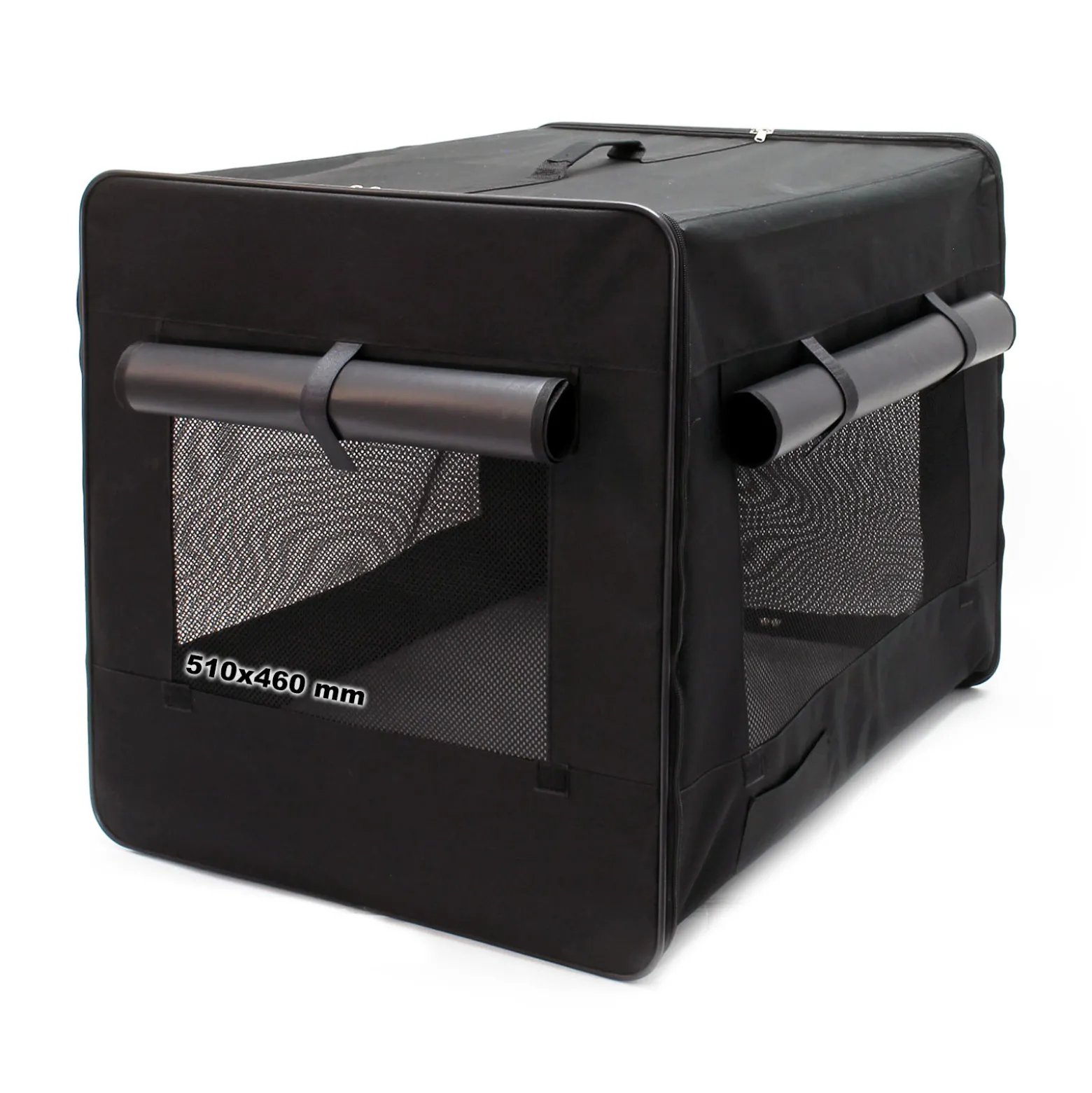 Wiltec Faltbare Transportbox für Hunde, Katzen XXL (106x71x81cm), robust, leicht, sicher, Hundebox mit entnehmbarem Kissen, Schwarz