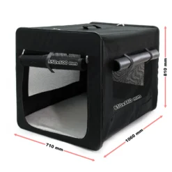 Wiltec Faltbare Transportbox für Hunde, Katzen XXL (106x71x81cm), robust, leicht, sicher, Hundebox mit entnehmbarem Kissen, Schwarz