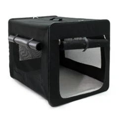 Wiltec Faltbare Transportbox für Hunde, Katzen XXL (106x71x81cm), robust, leicht, sicher, Hundebox mit entnehmbarem Kissen, Schwarz