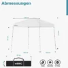 Wiltec Faltpavillon 250 x 250 x 270 cm weiß wasserdicht, Pavillon mit Zentralverschluss, Gartenpavillon mit verstellbaren Beinen, Partyzelt für Festival