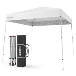 Wiltec Faltpavillon 250 x 250 x 270 cm weiß wasserdicht, Pavillon mit Zentralverschluss, Gartenpavillon mit verstellbaren Beinen, Partyzelt für Festival
