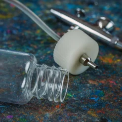 Wiltec Farbbecher für Airbrushpistole, 40 x 135 x 40 mm, Kunststoff Farbbehälter mit Deckel 70 cm³, Saugsystem, Variante 10, Airbrush Ersatzteil