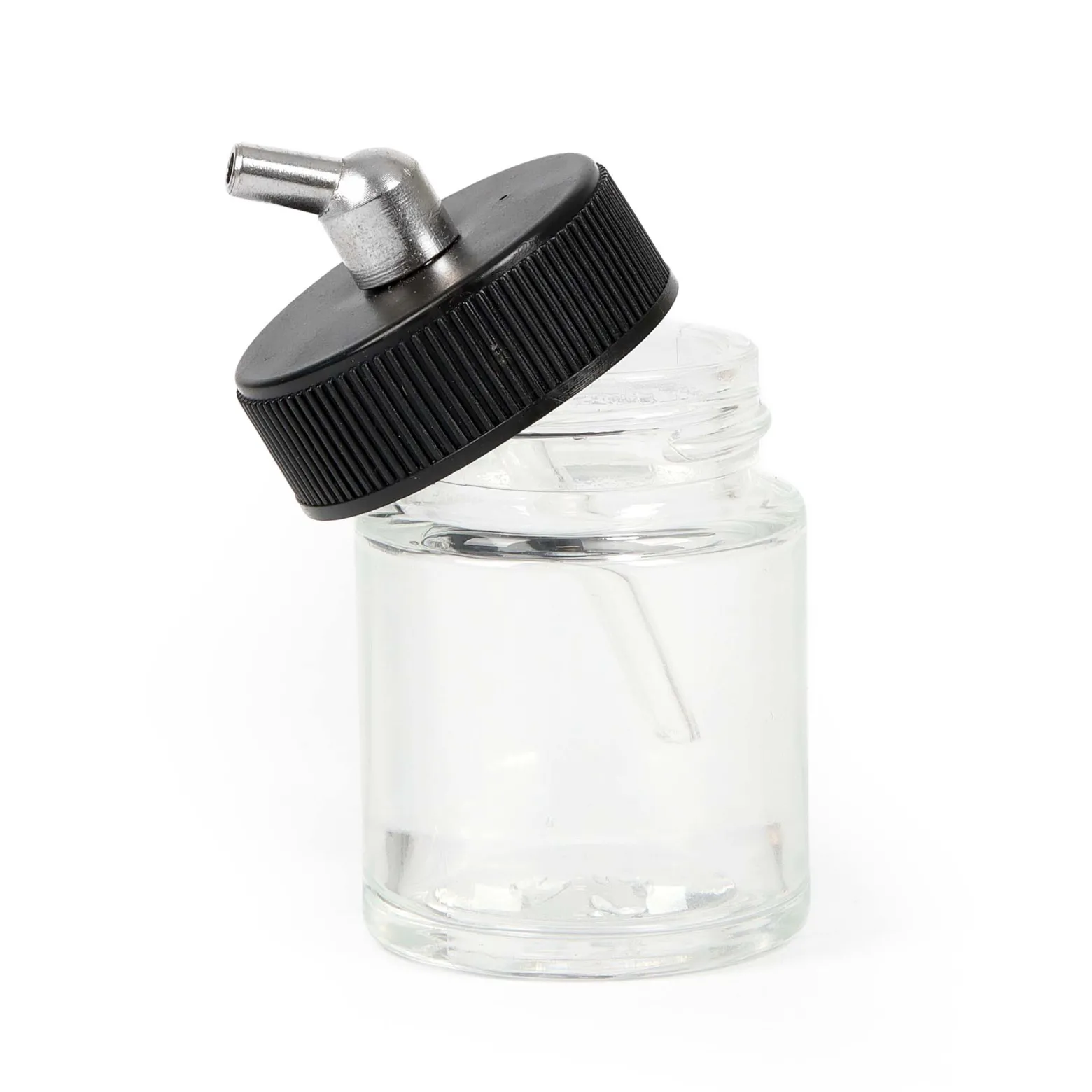 Wiltec Farbbecher für Airbrushpistole, 36 x 36 x 64 mm, Farbbehälter Glas mit Deckel 22 cm³, Saugsystem, Variante 3, Airbrush Ersatzteil