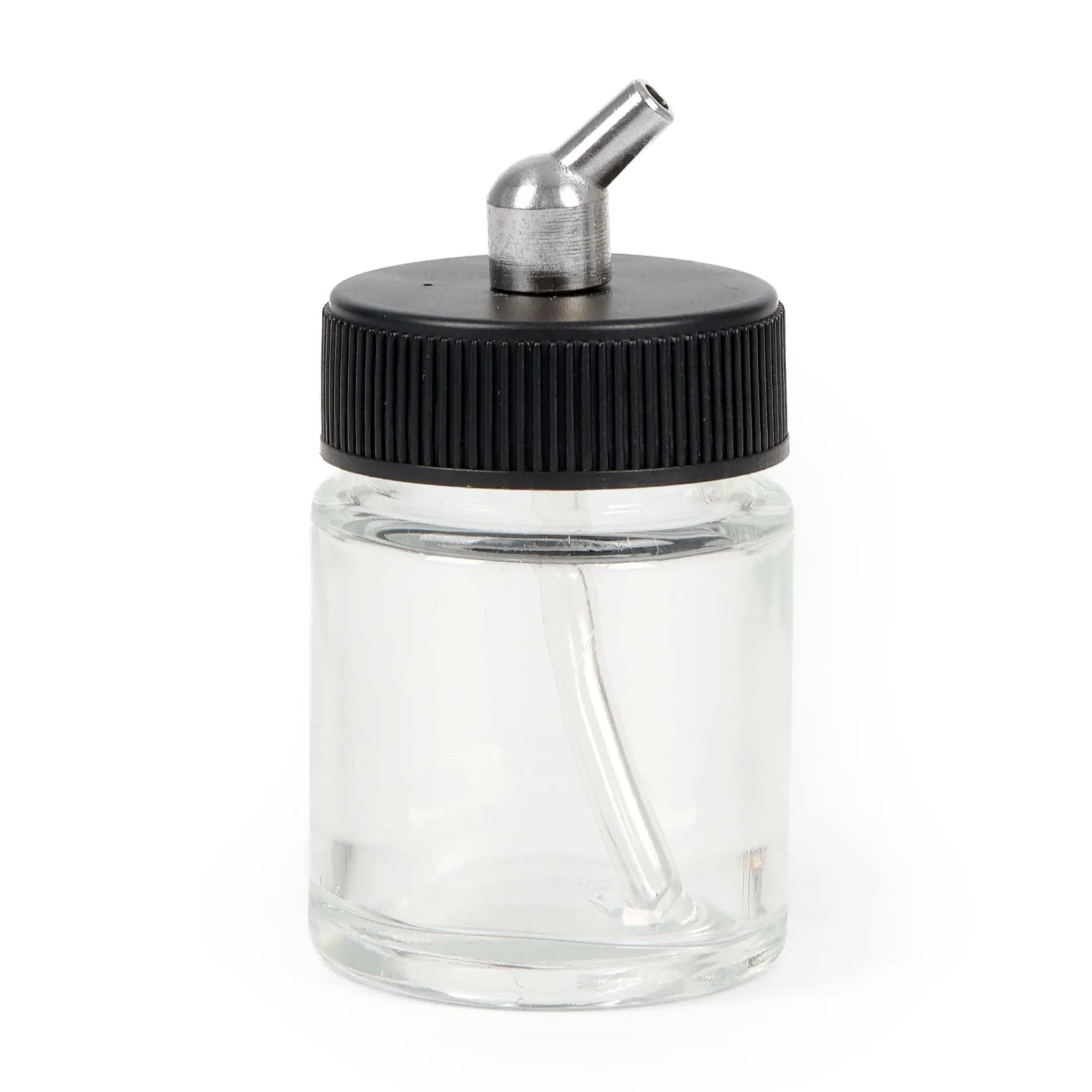 Wiltec Farbbecher für Airbrushpistole, 36 x 36 x 64 mm, Farbbehälter Glas mit Deckel 22 cm³, Saugsystem, Variante 3, Airbrush Ersatzteil