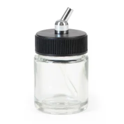 Wiltec Farbbecher für Airbrushpistole, 36 x 36 x 68 mm, Farbbehälter Glas mit Deckel 22 cm³, Saugsystem, Variante 2, Airbrush Ersatzteil