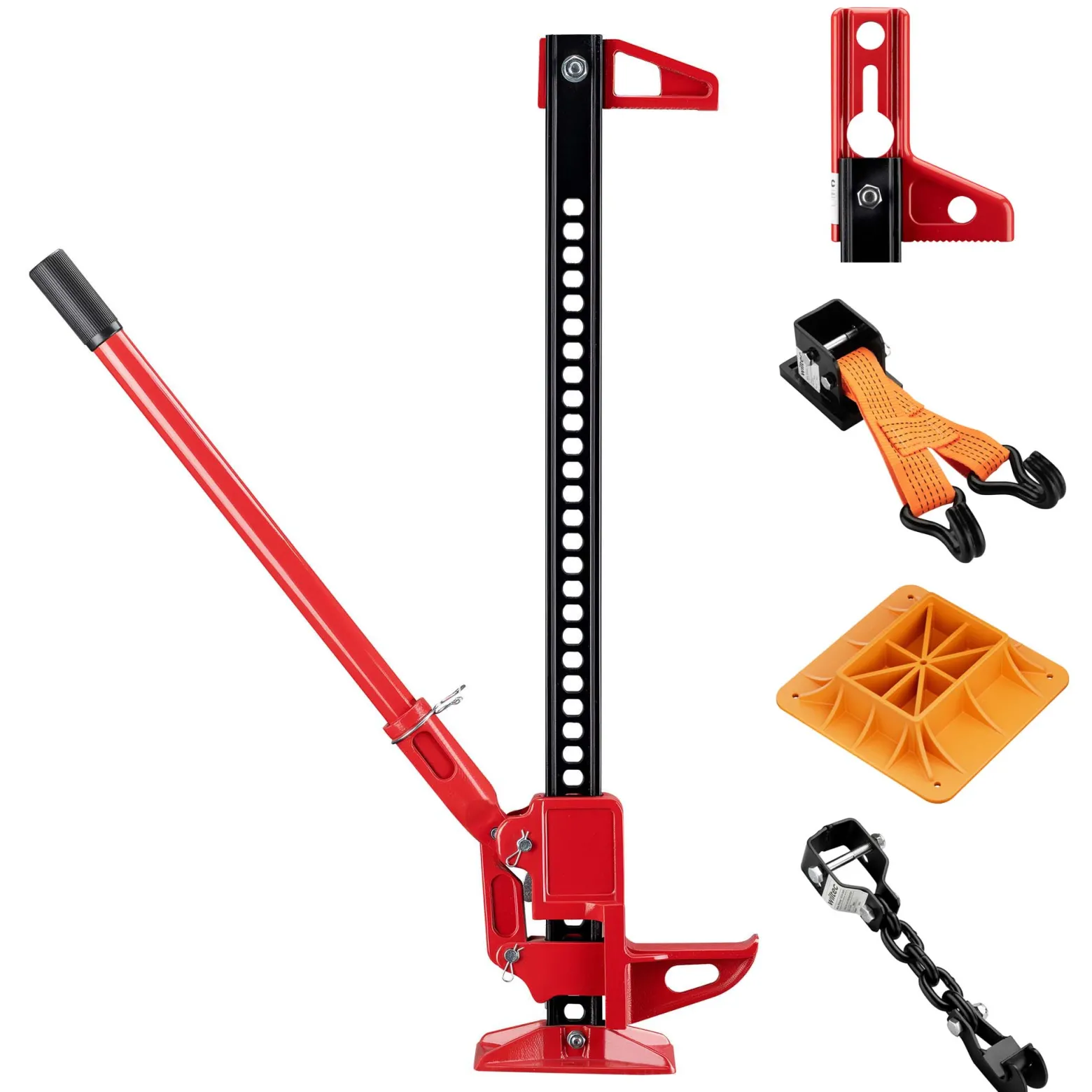 Wiltec Farm Jack – Allround-Set für SUV/Offroad, Wagenheber bis 3000 kg mit Stützplatte, Radhebe-Adapter, Stoßstangen-Adapter, Winden- & Klemmbefestigung
