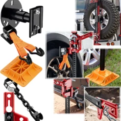 Wiltec Farm Jack – Allzweck-Set für Gelände, Wagenheber bis 3000 kg mit Stützplatte, Radhalterung, Stoßstangen-Adapter, Winden- & Klemmbefestigung