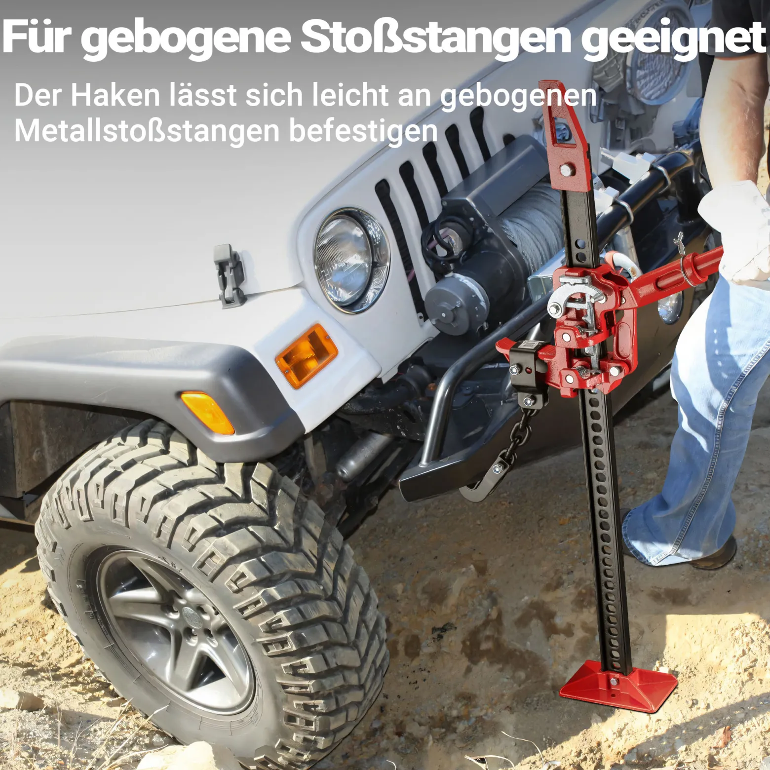 Wiltec Farm Jack – Allzweck-Set für Gelände, Wagenheber bis 3000 kg mit Stützplatte, Radhalterung, Stoßstangen-Adapter, Winden- & Klemmbefestigung