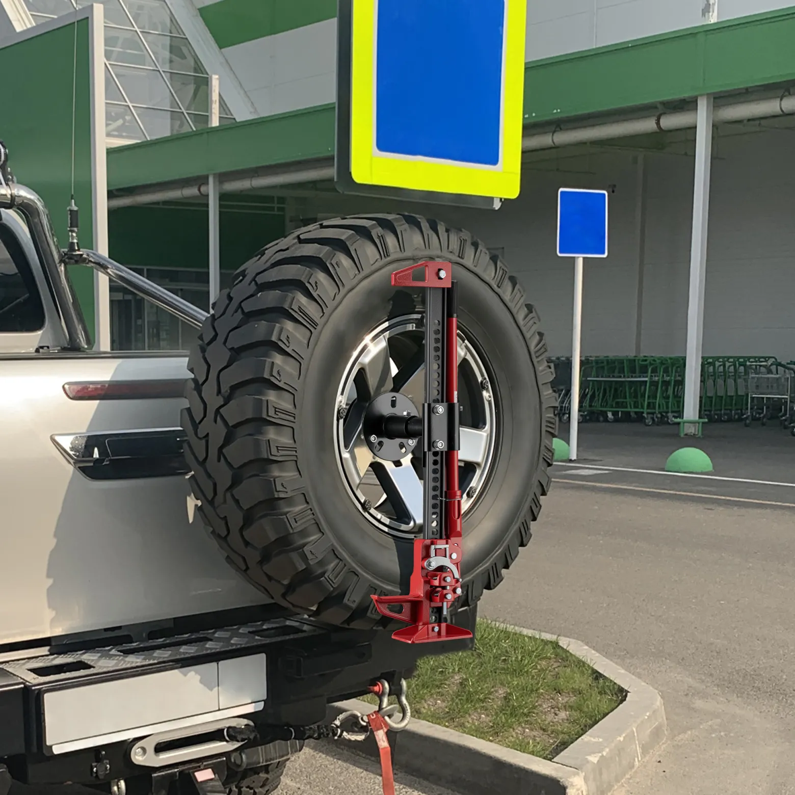 Wiltec Farm Jack Halterung für Reserverad, Wagenheberhalterung für Notrad 5“-6,75“, Farm Jack Zubehör Stahl, platzsparende Wagenheber Aufbewahrung