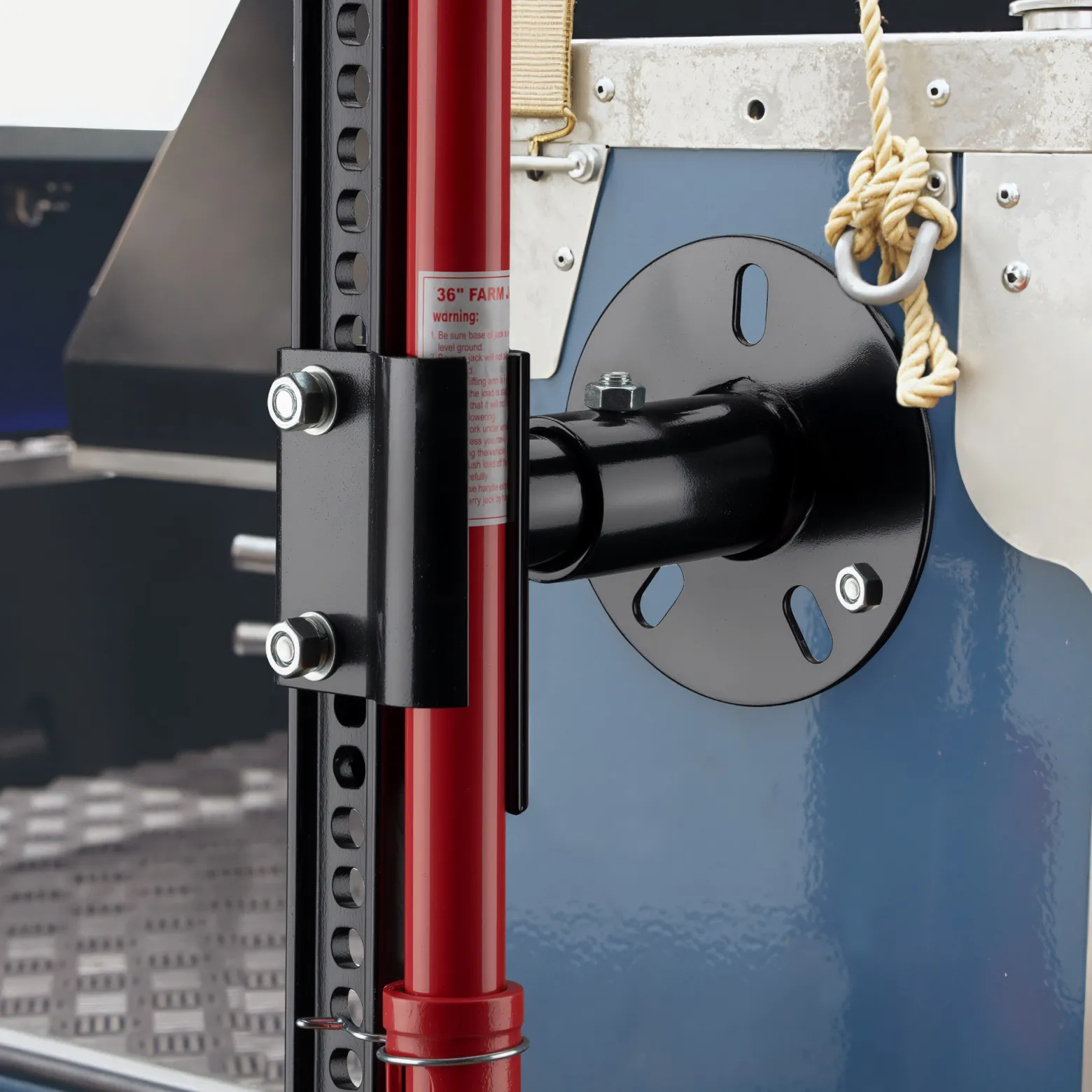 Wiltec Farm Jack Halterung für Reserverad, Wagenheberhalterung für Notrad 5“-6,75“, Farm Jack Zubehör Stahl, platzsparende Wagenheber Aufbewahrung