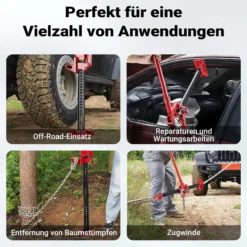 Wiltec Farm Jack – Kompakt-Set Basis, Wagenheber bis 3000 kg und max. 76 cm Hubhöhe mit obere Klemme