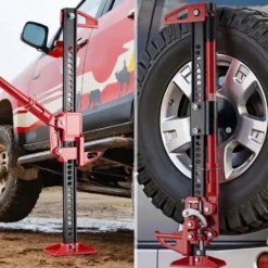 Wiltec Farm Jack – Kompakt-Transport-Set Wagenheber bis 3000 kg und max. 76 cm Hubhöhe mit Reserverad-Halterung