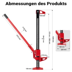 Wiltec Farm Jack – Profi-Set für extreme Einsätze, Wagenheber bis 3000 kg mit Stützplatte, Radhebe-Adapter, Stoßstangen-Adapter, Reserverad-Halterung, Winden- & Klemmbefestigung