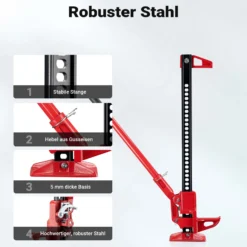 Wiltec Farm Jack – Universal-Set Basis Wagenheber bis 3000 kg und max. 105 cm Hubhöhe mit Reserverad-Halterung
