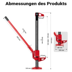 Wiltec Farm Jack – Universal-Set Basis Wagenheber bis 3000 kg und max. 105 cm Hubhöhe mit Reserverad-Halterung