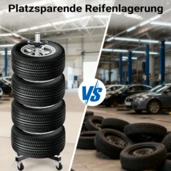 Wiltec Felgenbaum Fahrbar Reifenständer Reifenbaum Felgenständer Reifenwagen bis 225 mm Reifen