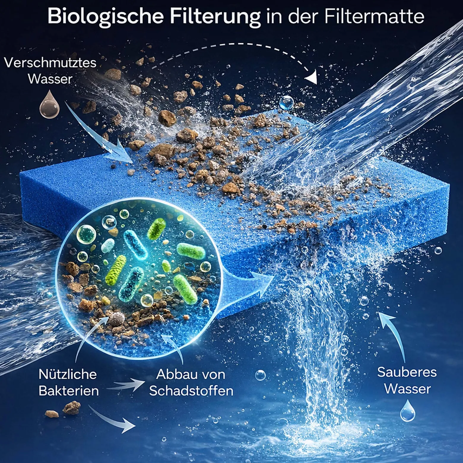 Wiltec Filtermatte Schaumstoff 50 x 50 x 3 cm mittlere Porung 20 ppi für Teichfilter Aquarienfilter Aquarium Filter Außenfilter Wasser