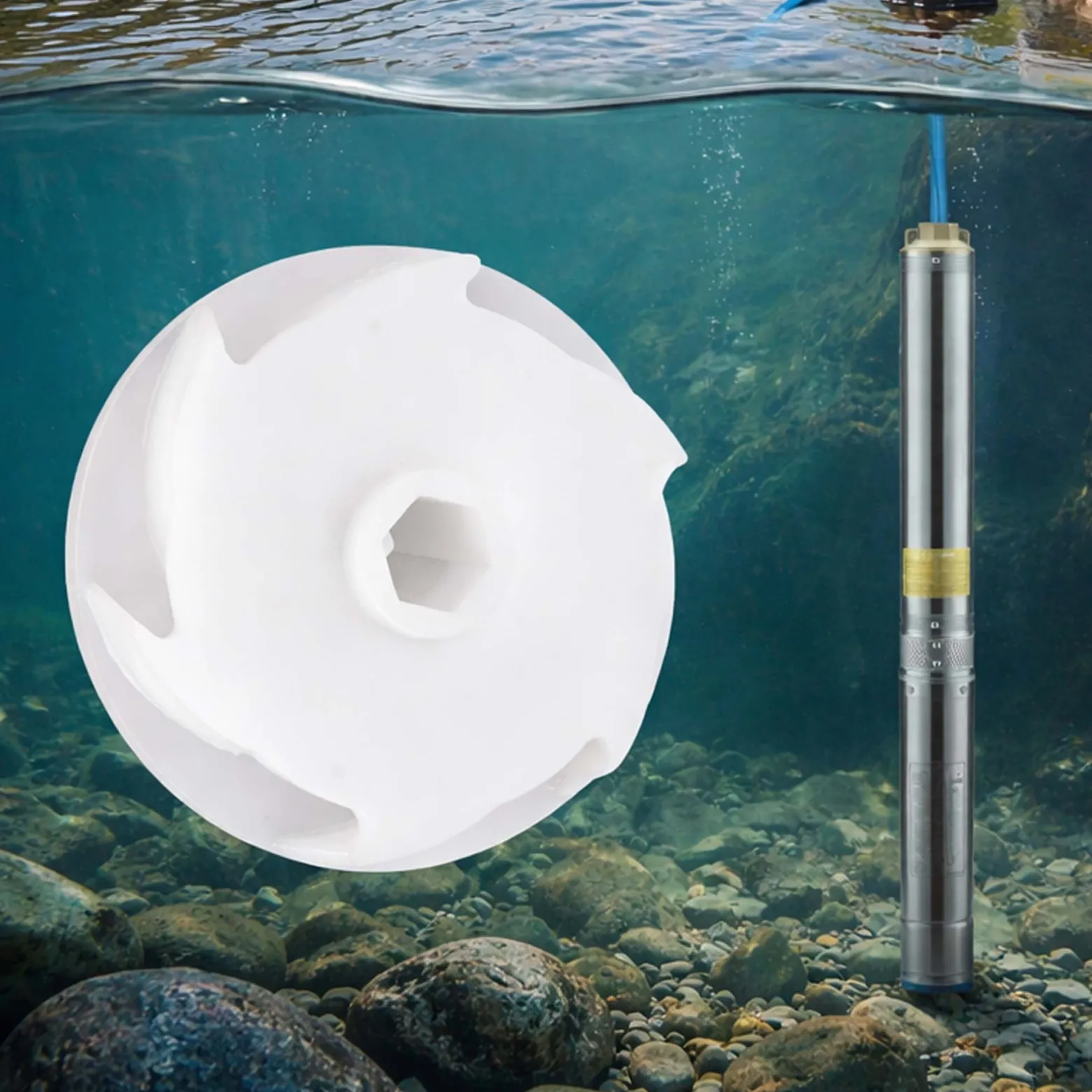 Wiltec Flügelrad für Tiefbrunnenpumpe Ø 75 x 22,8 mm Ersatzteil für Brunnenpumpen
