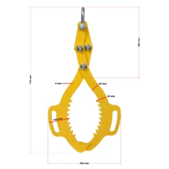 Wiltec Forstzange für Baumstämme bis 520 mm, 500 kg Zugkraft, Holzzange Hebezange Packzange mit 2 Klemmdornen