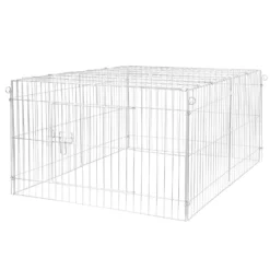 Wiltec Freilaufgehege für Kleintiere, 122 x 95 x 58 cm, stabiles und sicheres Laufstallgitter mit Sonnenschutz und 1 Öffnung
