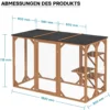 Wiltec Freilaufgehege Katzen 180 x 80 x 111,8 cm mit 3 Liegeflächen, wetterfestes Katzengehege Garten, Katzenhaus mit Drahtgitter und Bitumen Dach
