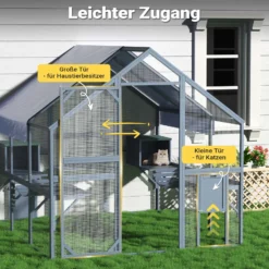 Wiltec Freilaufgehege Katzen 210 x 187 x 187 cm, Katzenfreigehege Holz, Außengehege verschiedene Ebenen, Katzengehege für Garten, Balkon