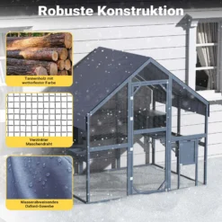 Wiltec Freilaufgehege Katzen 140 x 187 x 187 cm, Katzenfreigehege Holz, Außengehege verschiedene Ebenen, Katzengehege für Garten, Balkon
