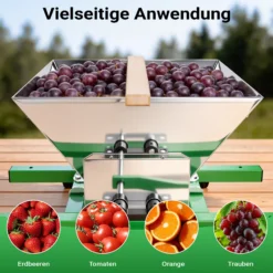 Wiltec Fruchtmühle mit 7 L Trichter, Obstmühle mit Handkurbel, Obstpresse für weiche Früchte wie Trauben und Beeren