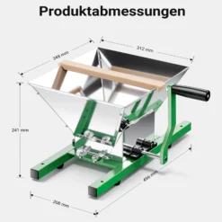 Wiltec Fruchtmühle mit 7 L Trichter, Obstmühle mit Handkurbel, Obstpresse für weiche Früchte wie Trauben und Beeren