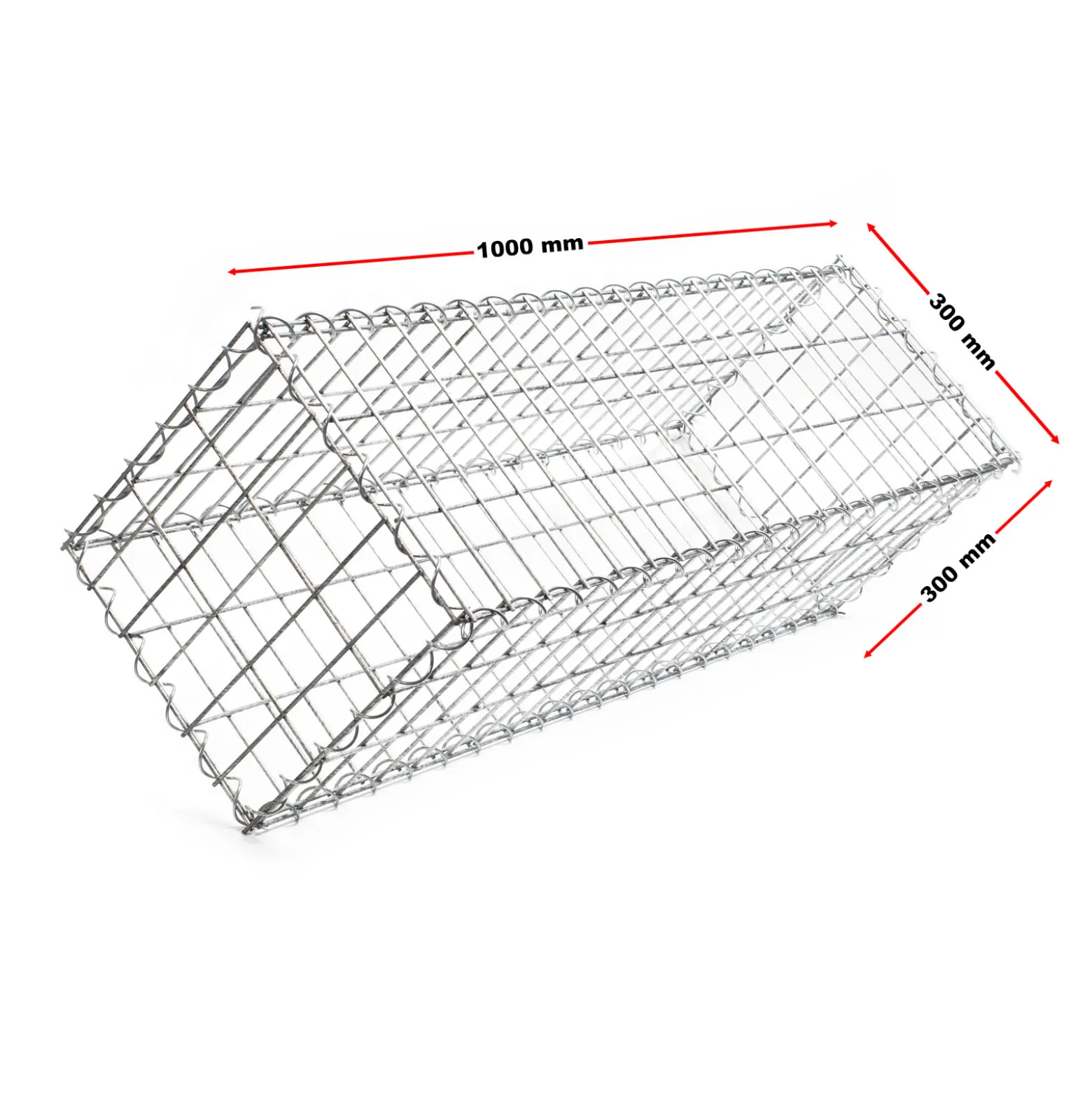 Wiltec Gabione 100 x 30 x 30 cm aus Drahtgitter, feuerverzinkter Gabionenzaun, Steinkorb für Gabionenwand, Gabionen Sichtschutz und Gabionen Hochbeet