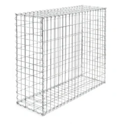 Wiltec Gabione 100 x 100 x 30 cm aus Drahtgitter, feuerverzinkter Gabionenzaun, Steinkorb für Gabionenwand, Gabionen Sichtschutz und Gabionen Hochbeet